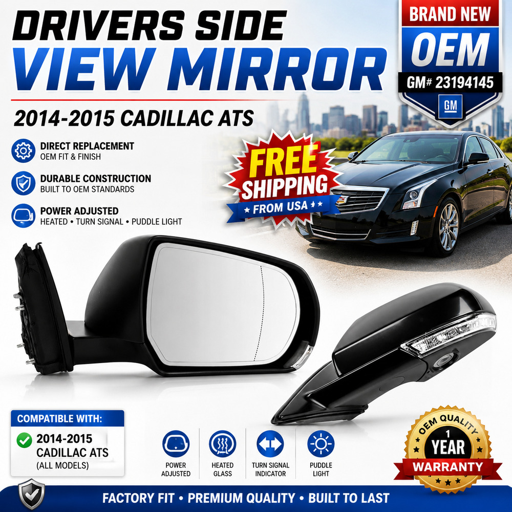 Drivers Side View Mirror 2014-2015 CADILLAC ATS, NEW OEM GM#23194145